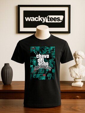 Chavo Del Ocho Mexico City Gaming Style Grayscale Funny Graphic Tee Shirt